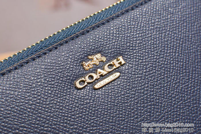 COACH蔻馳 原單 2017新款 Coach57713 最新皮紋顆粒紋牛皮 女士拉鏈錢包  Chz1461